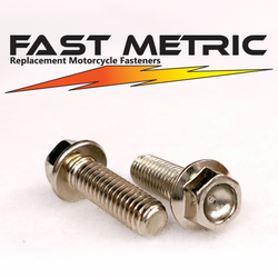M6x18 nickel plated flange bolt for metric motorcycles.