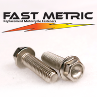 M6x20 nickel plated flange bolt for metric motorcycles.