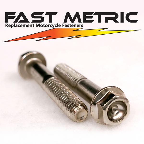 M6x35 nickel plated flange bolt for metric motorcycles.