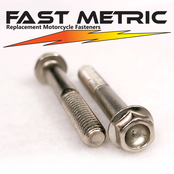 M6x40 nickel plated flange bolt for metric motorcycles.