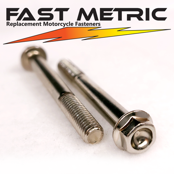 M6x55 nickel plated flange bolt for metric motorcycles.