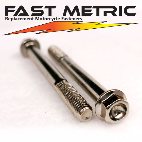 M6x60 nickel plated flange bolt for metric motorcycles.