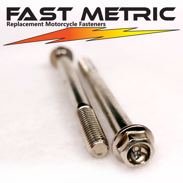 M6x70 nickel plated flange bolt for metric motorcycles.