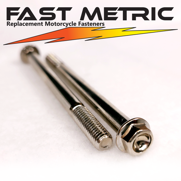 M6x80 nickel plated flange bolt for metric motorcycles.
