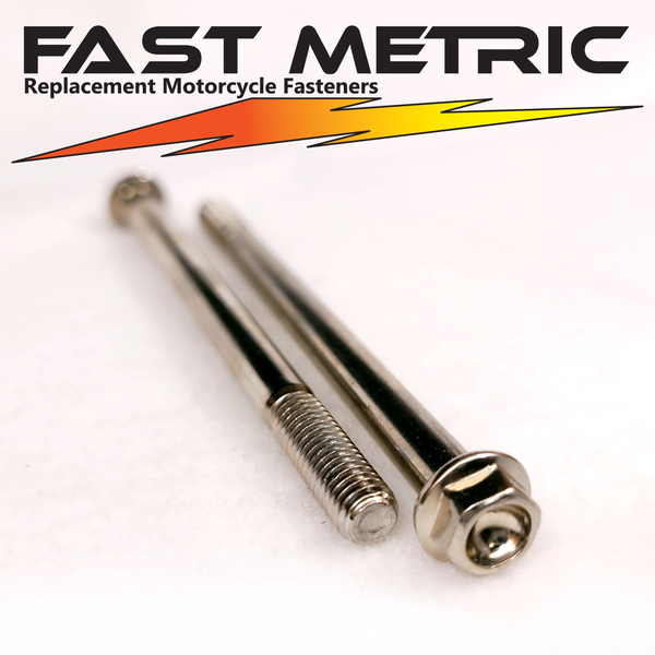 M6x90 nickel plated flange bolt for metric motorcycles.
