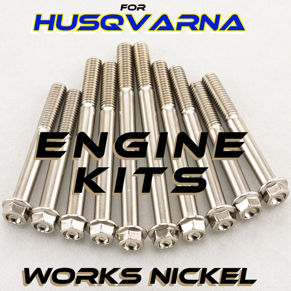 WORKS NICKEL ENGINE BOLT KIT FOR HUSQVARNA 2-STROKE FULL SIZE BIKES