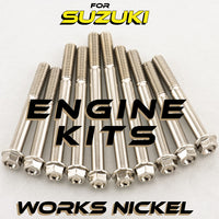 WORKS NICKEL ENGINE BOLT KIT FOR SUZUKI 2-STROKE MINI BIKES