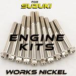 WORKS NICKEL ENGINE BOLT KIT FOR SUZUKI 2-STROKE FULL SIZE BIKES