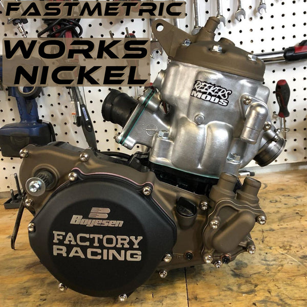 WORKS NICKEL ENGINE BOLT KIT FOR KTM 250cc 2-STROKE FULL SIZE BIKES